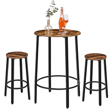 HOOBRO Sgabello da Bar, Set di 2 Sedute Rotonde, Sgabello Alto, 62,5 cm, Stile Industriale, Struttura Metallica, Piedini Regolabili, Stabile, Montaggio Facile, Marrone Vintage EBF02BY01