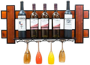Portabottiglie Per Vino Porta Bottiglie E Vetro Scaffale Vini A Muro- Portabottiglie Da Parete, Porta Calici, Per La Cucina Di Casa/Sala Da Pranzo/Decorazione Bar