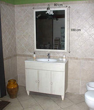 Mobile Bagno a Terra Ines decapè cm 90 con Specchio, Applique e lavabo
