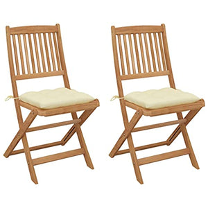 vidaXL Sedie da Giardino Pieghevoli 2 pz con Cuscini Massello Acacia