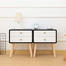 YJIIJY Comodino con 2 Cassetti, Armadietto Notte Cassettiera Realizzato in MDF, tavolino d'appoggio, Tavolino per Divano, Organizer per Camera da Letto Bagno (Nero e Bianco)