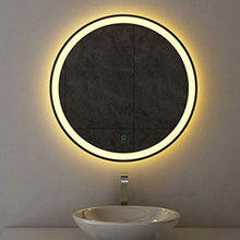 Specchio Rotondo retroilluminato a LED con Luce, Specchio cosmetico/da Barba a Parete, Bagno/Soggiorno/Hotel