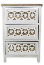 Tata Home Mobiletto Comodino da Bagno Camera o Ingresso 3 Cassetti in Legno Bianco con Cuori Stile Shabby Chic Dimensioni 40x29x58 cm MOD. Sebastian