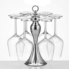 Wine Rack, Wine Rack calice stand Freestanding controsoffitto della cucina Bar Wine Glass bagagli cremagliera di vetro del vino del metallo stand Display con 6 ganci appendiabiti, argento WTZ012