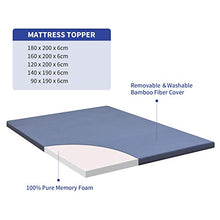 Wemk Topper Memory Foam, Topper Materasso 6CM con Copertura Rimovibile in Tessuto di bambù, Antiacaro, Traspirante e Morbido, CertiPUR-EU e Certificato ISPA, 180x200x6cm, Blu