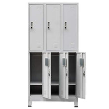 Armadio con 6 Armadietti in Acciaio, con Asta Appendiabiti, 90x45x180 cm, Grigio