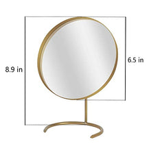ADSE Specchio per Il Trucco Specchio da Tavolo Rotondo Dorato, Specchio per Il Trucco in Metallo, Specchio da 16,5 cm di Diametro