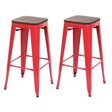 Set 2X sgabelli bistrot Design Industriale HWC-A73 Legno Metallo Verniciato Rosso