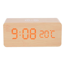 Vikye Sveglia, Sveglia digitale LED Scrivania in legno per 3 gruppi di sveglia wireless con controllo vocale e controllo vocale((Colore del legno))
