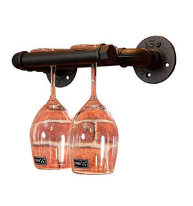 NJYT Supporto di Vetro di Vino Annata del Vino del Metallo cremagliera Supporto a Parete Loft Mensola Storage Rack fissato al Muro Hanging Vino Champagne Vetro Calici