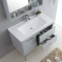 Set di Mobili da Bagno Mobile da Bagno Vanity in Ceramica e armadietto per Lo Specchio Armadio da Bagno Cabinet Set con Specchio (Color : Gray, Size : 50x101x85cm)