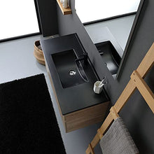Kiamami Valentina MOBILE BAGNO SOSPESO 100CM QUERCIA NATURALE CON LAVABO NERO OPACO | SOLE