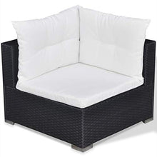 Tidyard Set 6 pz Divani da Giardino in Polyrattan Nero con Tavolino,Set Divani Angolari da Giardino in Rattan,Set Divani Modulari da Giardino per Esterno in Rattan,Salotto da Giardino
