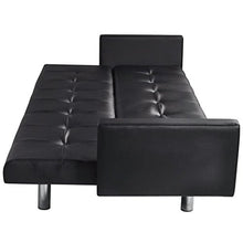 Festnight - Divano Letto Regolabile a 3 Posti in Ecopelle/Pelle Artificiale Bainco/Nero con bracciolo da Salotto/Soggiorno