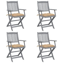 vidaXL Sedie da Giardino Pieghevoli 4pz con Cuscini in Massello Acacia