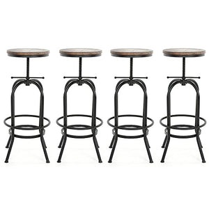 IKAYAA Sgabelli da Bar, Set 4 Sedie Industrial Altezza Regolabile Girevole Sgabello Bar Naturale Legno di Pino Top Cucina Sala Colazione Sedia (4 Pezzi)