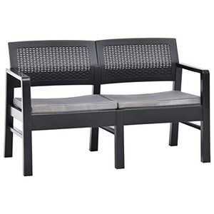 FAMIROSA Panchina Giardino 2 Posti con Cuscini 120 cm Plastica Antracite