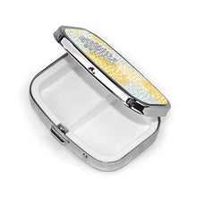 Scatola quadrata per pillole medicinali con motivo floreale, giallo pallido, blu acqua e grigio, per pillole da viaggio, per integratori di vitamine