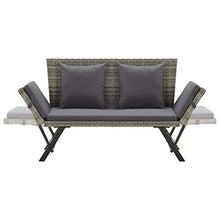 Festnight Panchina da Giardino con Cuscini, Panchina da Esterno, Panche da Giardino in Polyrattan Grigio 176 cm