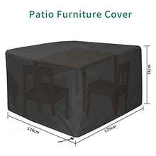 QINGXI Coperture per Set Arredo Giardino 125 X 125 X 74cm Telo Protettivo Rettangolare per Tavolo e Sedie da Esterni, Tessuto Oxford 600D, Impermeabile e Resistente UV