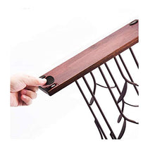 Dniu, portabottiglie in metallo con portabottiglie per vino, con 4 bottiglie di vino, ripiano in legno autoportante, base antiscivolo per cucina, cantina, bar