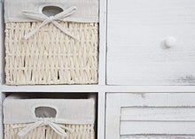 Mendler Cassettiera con 3 ceste Shabby Vintage HWC-H21 Legno paulonia Bianco