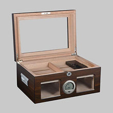 100 Sigari Raffreddamento Humidor Household Grande Capacità Cigar Cabinet Legno Di Cedro Cigar Idratante Governo Trasparente Tetto Apribile Igrometro Esterno ( Color : Brown , Size : 38*26.6*18cm )