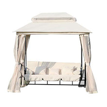 miozzi Dondolo a 3 Posti Gazebo Divano Letto con Zanzariera Beige