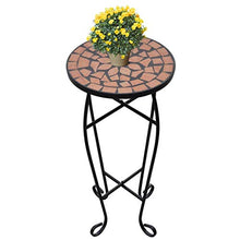 Tidyard Tavolo da Giardino Mosaicato, Tavolini da caffè con Gambe in Ferro per Interno ed Esterno, Stile Rustico, 60 cm
