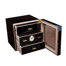 WRJY Humidor per sigari Scatola per sigari, armadietto idratante per sigari in Legno di Cedro con umidificatore e igrometro Temperatura e umidità Costanti Finestra in Vetro Vernice per