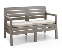 Keter Delano Lounge Set, Set Mobili da Giardino con Divano 2 Posti 2 Poltrone e Tavolino, Cappuccino