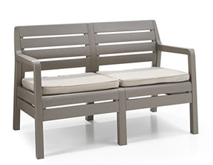 Keter Delano Lounge Set, Set Mobili da Giardino con Divano 2 Posti 2 Poltrone e Tavolino, Cappuccino