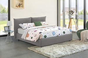 Talamo Italia Letto contenitore Matrimoniale Rosa, Made in Italy, Letto con rivestimento in tessuto, Apertura frontale, adatto per materasso cm 160x190, Grigio