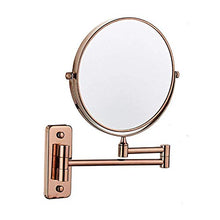 JXING Specchio per Il Trucco Specchio da Parete orientabile su Due Lati da 8 Pollici, Specchio da Bagno Pieghevole Estensibile con ingrandimento 3X Oro Rosa