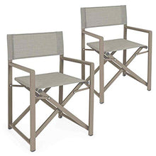 Set da 2 sedie regista in alluminio da giradino richiudibili, struttura in alluminio e textilene, coppia di poltrone, sedia regista da esterno (Ecru)