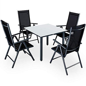Casaria Set Tavolo e sedie da Giardino Alluminio Bern 5 pz Schienale 7 Posizioni mobili Esterno Balcone terrazza Patio