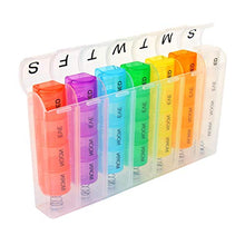 wanzhaofeng Weekly Pill Organizer, Pop-up Pillola e Vitamin Pill Planners, Scatola per Pillole Trasparente a 28 Griglie 7 Colori, Contenitore per Pillole