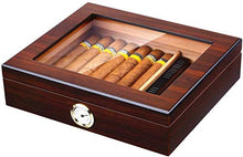 WAWAYU Portasigari, Legno di Cedro umidificatore Portatile con Copertura in Vetro, Opaca Vernice Cigar Box