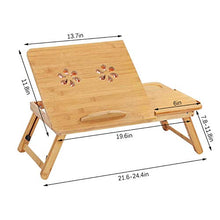 Tavoli da picnic Tavolo pieghevole, tavolo da scrivania per laptop regolabile 100% bambù con ventilatore di raffreddamento USB Scaffale pieghevole Scaffale per dormitorio letto portatile Stand portati