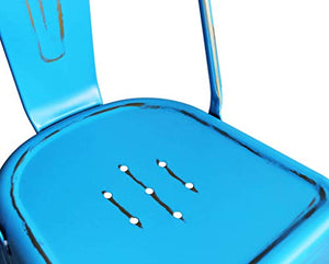 Milani Home s.r.l.s. Set di 2 Sedie in Metallo di Design Moderno Industrial Vintage Colore Blu Antico Ossidato per Sala da Pranzo Bar Ristorante Soggiorno