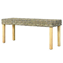 vidaXL - Panchina Kubu in rattan naturale e legno di mango massiccio, 110 cm