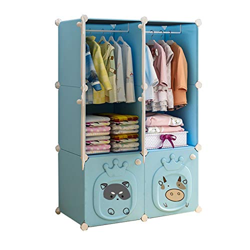 Locker 2-Gitter Armadio 2-Hanging di Plastica Scaffali 6 Porte Partizione Abbigliamento Home Camera Blu 75X37X111CM MUMUJIN