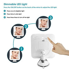 Auxmir Specchio da Trucco LED Ingrandimento 10X Specchio Ingranditore Illuminato per Bagno Specchio Quadrato a Ventosa 360° Girevole Portabile Senza Fili 16X16CM