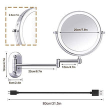 HGXC Specchio per Il Trucco a Parete Specchio per Il Bagno con ingrandimento in Acciaio Inossidabile Touch Screen a Parete, USB Ricaricabile