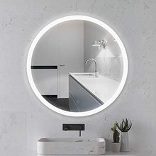 YIFAA Specchio da Bagno Rotondo A Muro con LED Illuminato, Antiappannamento, da Parete per Bagno, Camera da Letto, Hotel, Salone di Bellezza (Luce Bianco - A, 60CM)