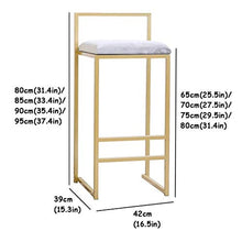 WRJY Sgabello da Bar Contemporaneo Imbottito con Altezza del bancone, Sedia da Pranzo con Seduta in Velluto, Sedia da Bar con Gambe in Metallo Dorato per Cucina, bistrot, Bar, Sgabello