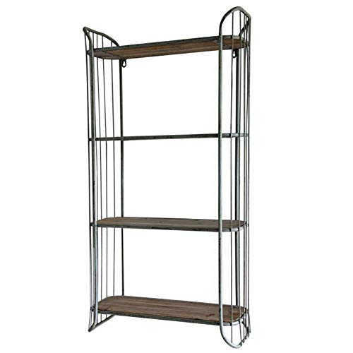 Semplicità Elegante Scaffale Sospeso a Parete Scaffale Industriale a Vento in Ferro Libreria D'Arte Semplice Camera da Letto, 4 Strati, HJJ, Legna, 50X18X98CM
