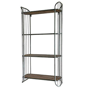 Semplicità Elegante Scaffale Sospeso a Parete Scaffale Industriale a Vento in Ferro Libreria D'Arte Semplice Camera da Letto, 4 Strati, HJJ, Legna, 50X18X98CM