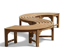 Panca Rotonda a Forma di S Fermo, Resistente alle intemperie, in Legno di Teak Massiccio, Diametro Esterno 200 cm, Rotonda o semicircolare 180°