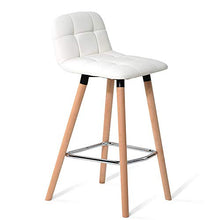 Autoshoppingcenter Set di 2 Sgabelli da Bar Schienale Similpelle Cucina Moderno con Gambe in Legno per Ristorante Bar Bianco